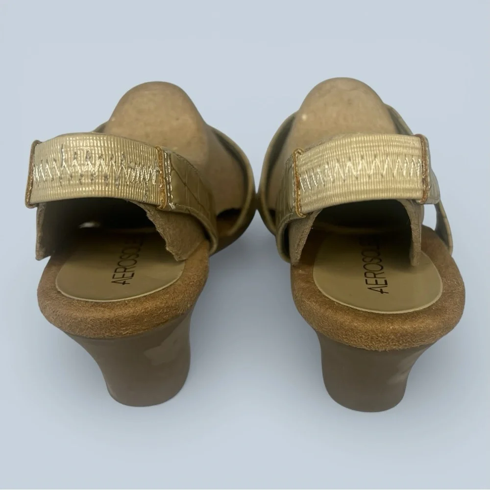 Aerosoles‎ Women's Sandals Brasserie Faux Croc Embossed Slingback Tan Sz 6.5 - Picture 5 of 13
